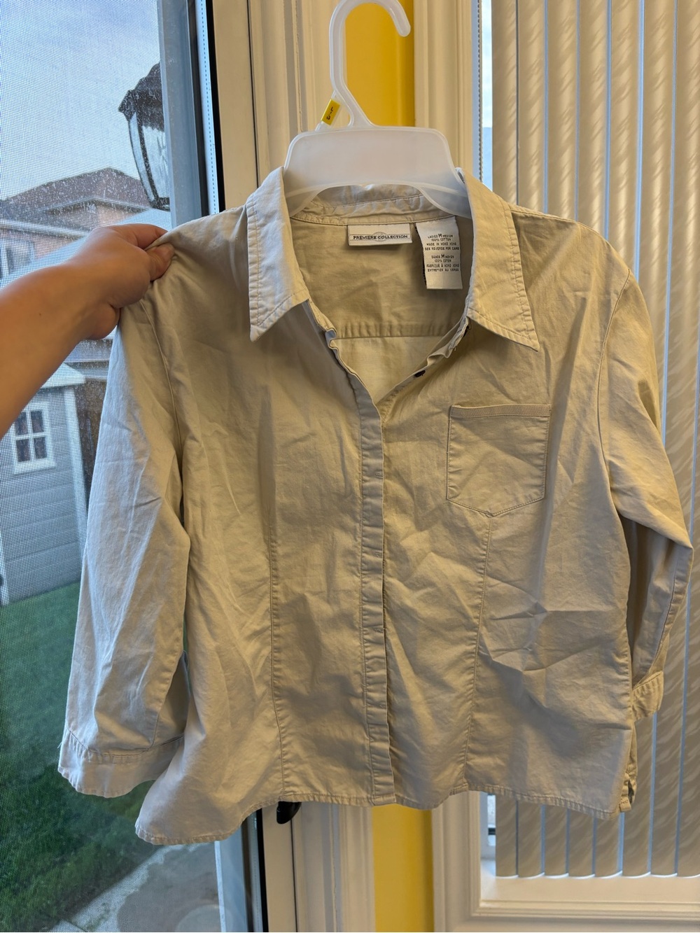Relaxed Cream Button-Front Collared Blouse